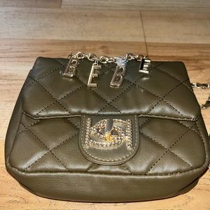 Bebe Green/Gold Side Small Crossbody Purse